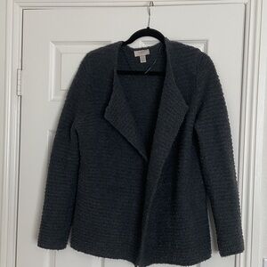 LOFT Outlet Petite Open-Front Knit Cardigan - Charcoal Gray